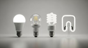 Hình ảnh minh họa các loại đèn LED, Halogen, Compact và Neon khác nhau